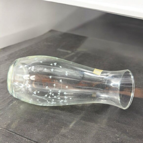 Pasabahce Clear Glass Vase Etched Flowers Floral Made in Turkey Tall Vessel Vase - Picture 2 of 15